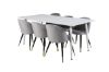 Imagine Masa de dining Polar 180 cm - Blat alb / Picioare albe + Scaun de dining Velvet - Cupru - Gri deschis / Negru_6