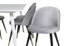 Imagine Masa de dining Polar 180 cm - Blat alb / Picioare albe + Scaun de dining Velvet - Cupru - Gri deschis / Negru_6