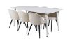 Imagine Masa de dining Polar de 180 cm - blat alb / picioare albe + scaun de dining Velvet - bej / negru_6