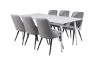 Imagine Masa de dining Polar 180 cm - blat alb / picioare albe + scaun de dining Velvet Deluxe - gri deschis / negru_6