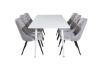 Imagine Masa de dining Polar 180 cm - blat alb / picioare albe + scaun de dining Velvet Deluxe - gri deschis / negru_6