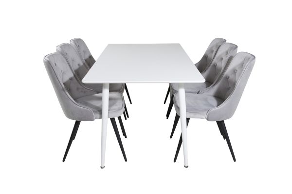 Imagine Masa de dining Polar 180 cm - blat alb / picioare albe + scaun de dining Velvet Deluxe - gri deschis / negru_6