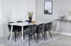 Imagine Masa de dining Polar 180 cm - Blat alb / Picioare albe + Scaun de dining Velvet - Material negru cu flori_6