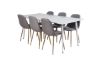 Imagine Masa de dining Polar de 180 cm - Blat alb / Picioare albe + Scaun de dining Polar - Gri / Stejar_6