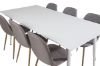 Imagine Masa de dining Polar de 180 cm - Blat alb / Picioare albe + Scaun de dining Polar - Gri / Stejar_6