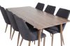 Imagine Masa de dining Polar 180 cm - Blat de nuc - Picioare de nuc + Scaun de dining Leone - Picioare de nuc - Material negru_6