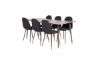 Imagine Masa de dining Polar de 180 cm - blat de nuc - picioare de nuc + Scaun de dining Polar - picioare de nuc - material textil negru_6