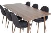 Imagine Masa de dining Polar de 180 cm - blat de nuc - picioare de nuc + Scaun de dining Polar - picioare de nuc - material textil negru_6