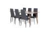 Imagine Masa de dining Polar 180 cm - blat de nuc - picioare de nuc + scaun cu spatar inalt Slim - picioare negre - PU negru_6