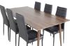 Imagine Masa de dining Polar 180 cm - blat de nuc - picioare de nuc + scaun cu spatar inalt Slim - picioare negre - PU negru_6