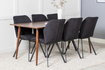 Imagine Vă rugăm să traduceți complet Polar Dining Table 180 cm - blat de nuc - picioare de nuc + scaun de dining Gemma - picioare negre - țesătură neagră_6