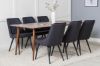 Imagine Masa de dining Polar 180 cm - Blat de nuc - Picioare de nuc + Scaun de dining de lux Velvet - Picioare negre - Material negru_6