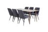 Imagine Masa de dining Polar 180 cm - Blat de nuc - Picioare de nuc + Scaun de dining de lux Velvet - Picioare negre - Material negru_6