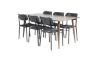 Imagine Masa de dining Polar 180 cm - Blat de nuc - Picioare de nuc + Scaun de dining Polly - Negru / Negru _6