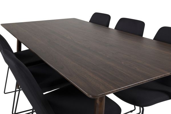 Imagine Vă rugăm să traduceți complet Tabelul de dining Polar 180 cm - Blat de nuc - Picioare de nuc + Scaun de dining Muce - Picioare negre - Material negru_6