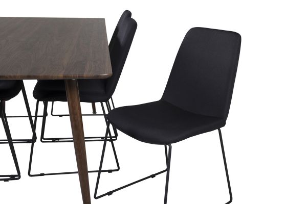 Imagine Vă rugăm să traduceți complet Tabelul de dining Polar 180 cm - Blat de nuc - Picioare de nuc + Scaun de dining Muce - Picioare negre - Material negru_6