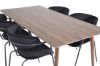 Imagine Masa de dining Polar 180 cm - Blat de nuc - Picior de nuc + Scaun Arrow - Picior negru - Catifea neagra_4