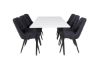 Imagine Masa de dining Polar - 180*90*H75 - Alb / Negru+ Scaun de dining de lux - Picioare Negre - Stofa Neagra_6