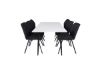 Imagine Masa de dining Polar - 180 * 90 * H75 - Alb / Negru + Scaun de dining Gemma - Picioare Negre - Material Negru_6