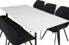 Imagine Masa de dining Polar - 180 * 90 * H75 - Alb / Negru + Scaun de dining Gemma - Picioare Negre - Material Negru_6