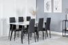 Imagine Masa de dining Polar - 180*90*H75 - Alb / Negru+Scaun de dining cu spătar înalt subțire - Picioare negre - PU negru_6