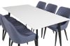 Imagine Masa de dining Polar - 180*90*H75 - Alb / Negru+ Scaun de dining Plaza - Picioare Negre - Material Albastru_6