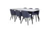 Imagine Masa de dining Polar - 180*90*H75 - Alb / Negru+Scaun de dining Velvet - Picioare negre - Stofa albastra_6