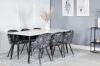 Imagine Masa de dining Polar - 180*90*H75 - Alb / Negru + Scaun de dining Velvet - Model negru cu flori - 6