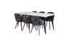 Imagine Masa de dining Polar - 180*90*H75 - Alb / Negru + Scaun de dining Velvet - Model negru cu flori - 6