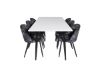 Imagine Masa de dining Polar - 180*90*H75 - Alb / Negru + Scaun de dining Velvet - Model negru cu flori - 6