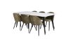 Imagine Masa de dining Polar - 180*90*H75 - alb/negru + Scaun de dining din catifea - picioare negre - catifea verde prafuit_6