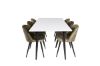 Imagine Masa de dining Polar - 180*90*H75 - alb/negru + Scaun de dining din catifea - picioare negre - catifea verde prafuit_6