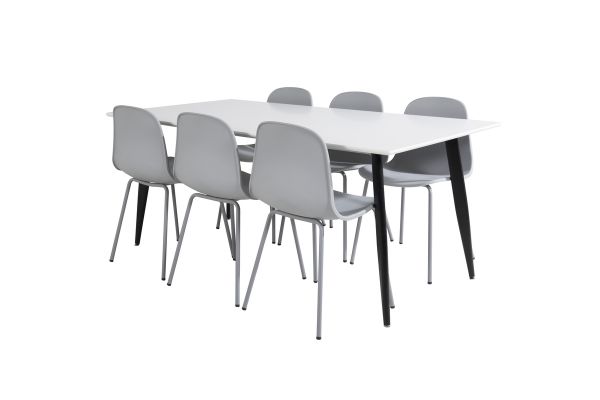 Imagine Masa de dining Polar - 180*90*H75 - Alb / Negru+Masa de dining Arctic - Picioare Gri - Plastic Gri_6