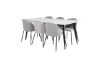 Imagine Masă de dining Polar - 180*90*H75 - Alb / Negru + Scaun de dining Wrinkles - Negru