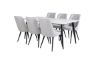 Imagine Masa de Dining Polar - 180*90*H75 - Alb / Negru+Scaun de Dining Deluxe in Velvet - Picioare Negre - Material Gri Deschis_6