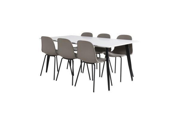 Imagine Masa de dining Polar - 180*90*H75 - Alb/Negru+Scaune de dining Arctic - Picioare Negre - Plastic Kaki_6