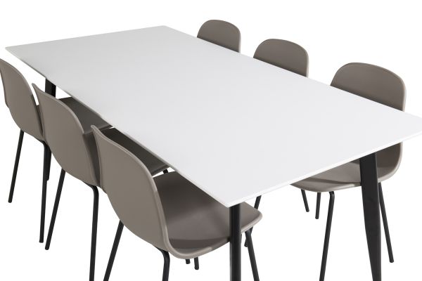 Imagine Masa de dining Polar - 180*90*H75 - Alb/Negru+Scaune de dining Arctic - Picioare Negre - Plastic Kaki_6