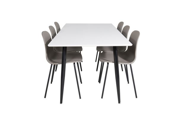 Imagine Masa de dining Polar - 180*90*H75 - Alb/Negru+Scaune de dining Arctic - Picioare Negre - Plastic Kaki_6