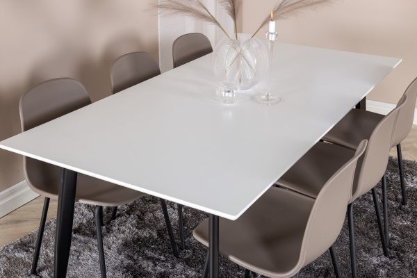 Imagine Masa de dining Polar - 180*90*H75 - Alb/Negru+Scaune de dining Arctic - Picioare Negre - Plastic Kaki_6