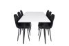 Imagine Masa de dining Polar - 180*90*H75 - Alb/Negru+ Scaun de dining Polar Diamond - Picioare Negre - Catifea Neagra_6