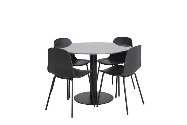 Imagine Estelle Masă Rotundă de Dining ø106 H75 - Negru / Negru+Scaun Arctic - Picioare Negre - Plastic Negru_4