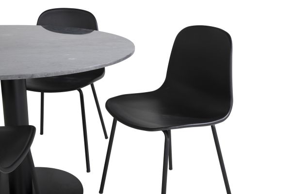 Imagine Estelle Masă Rotundă de Dining ø106 H75 - Negru / Negru+Scaun Arctic - Picioare Negre - Plastic Negru_4