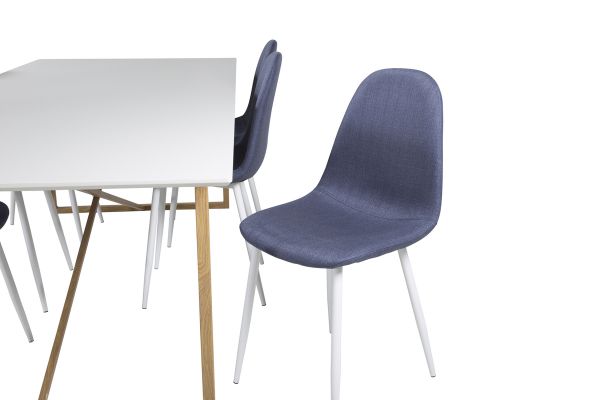 Imagine Palace Matbord - Ek-look / Vit - 240*100*H75 + Polar Dining Chair - White Legs - Blue Fabric _6