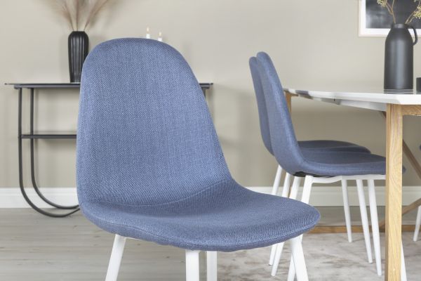 Imagine Palace Matbord - Ek-look / Vit - 240*100*H75 + Polar Dining Chair - White Legs - Blue Fabric _6