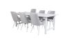 Imagine Masa de dining Count - 220 * 100 * H75 - Alb / Alb+Scaun de dining Deluxe din catifea - Picioare albe - Material gri deschis_6