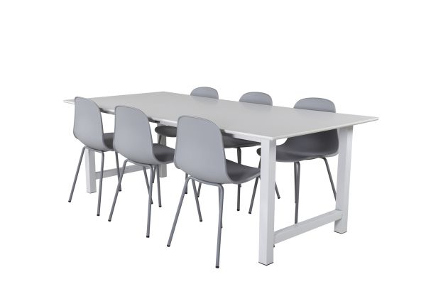 Imagine Tabel de dining Count - 220*100*H75 - Alb / Alb+Scaun Dining - Picioare Gri - Plastic Gri_6