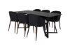 Imagine Masa de dining Marina - blat negru / picioare negre + Scaun de dining Arch - picioare de nuc - material negru_6