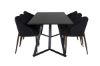 Imagine Masa de dining Marina - blat negru / picioare negre + Scaun de dining Arch - picioare de nuc - material negru_6