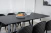 Imagine Masa de dining Marina - Blat negru / Picioare negre + Scaun de dining din catifea cu cusaturi - PU - Negru / Negru