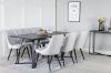 Imagine Marina Dining Table - Black top / Black Legs +Velvet Deluxe Dining Chair - Black Legs - Light Grey Fabric_6